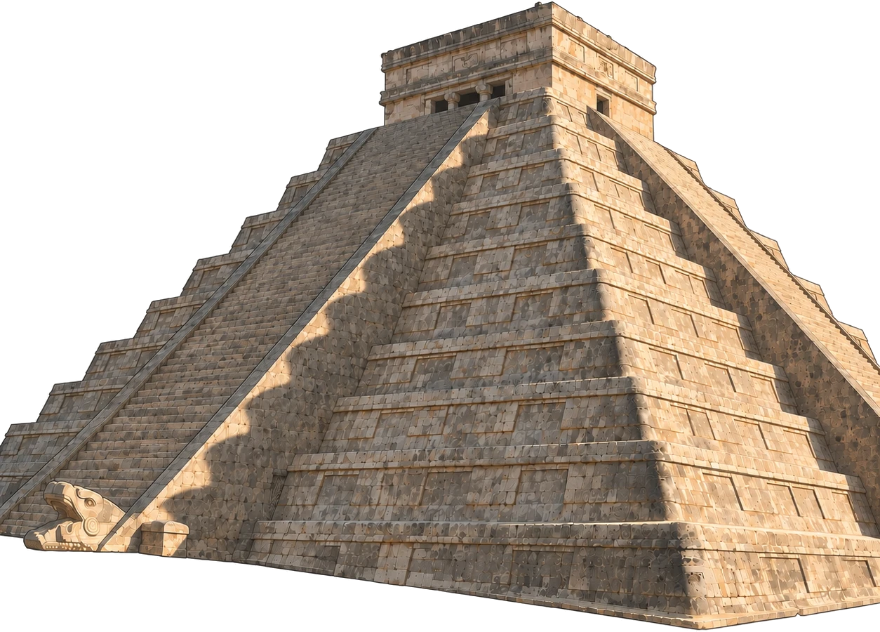 Temple of Kukulcán at Chichén Itzá, the equinox light drawing a serpent down the staircase